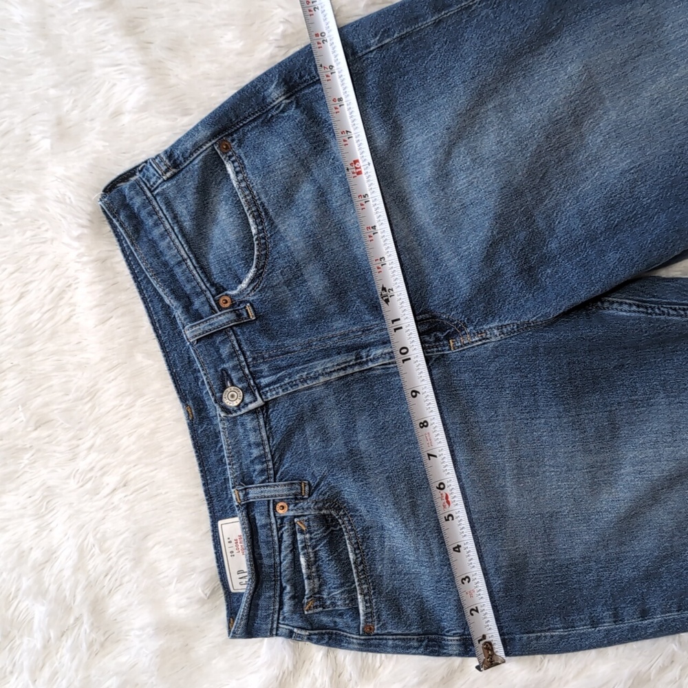 Gap Loose Fit High Rise Frayed Hem Blue Denim Crop Jeans Size 29 - Picture 11 of 13